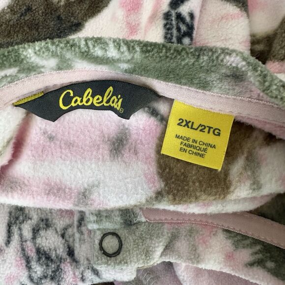 Cabela’s Women’s 2XL Pink Camo Fleece Pajama Set Snap Top & Pants Hunting - Picture 6 of 8
